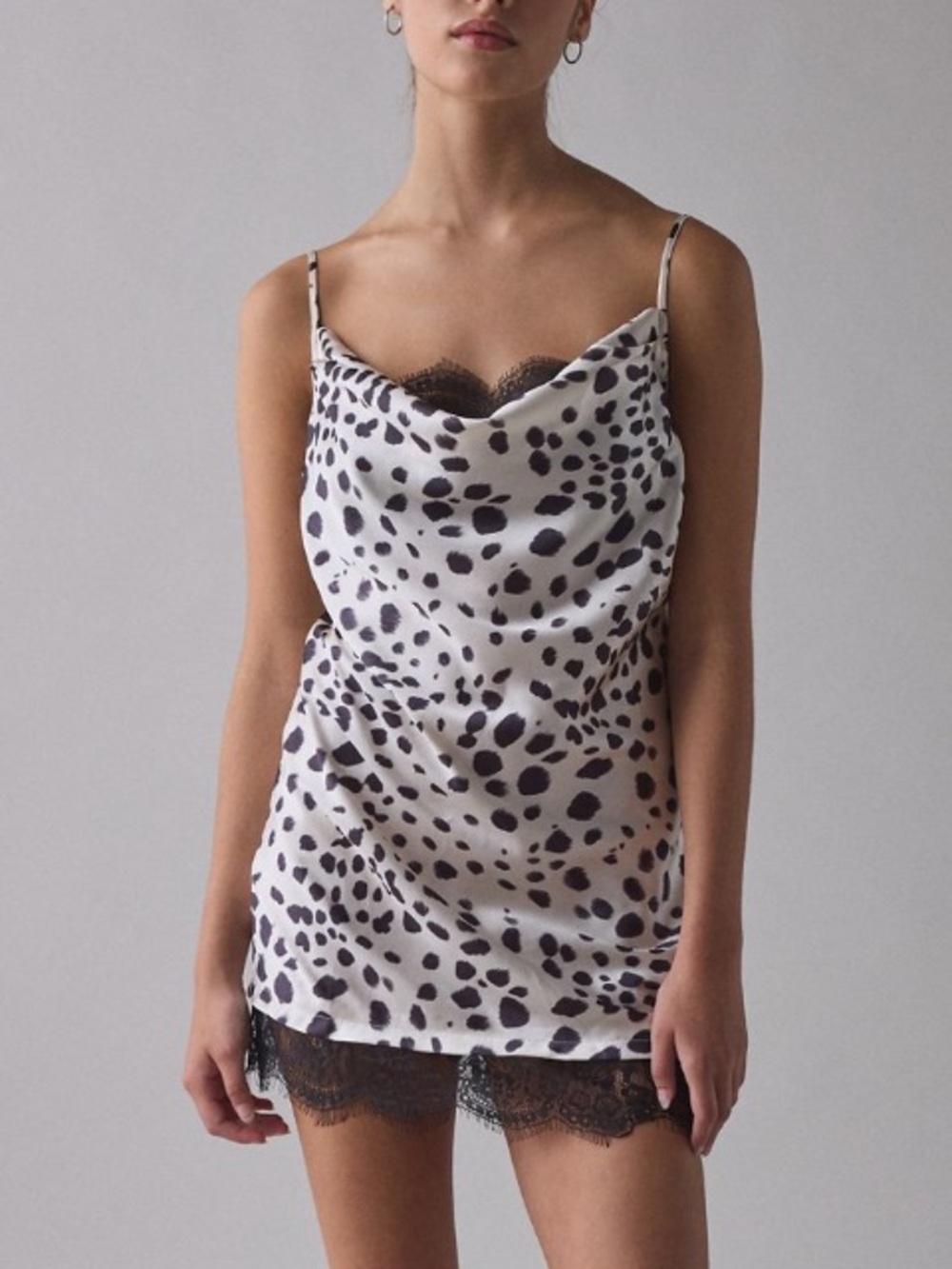 🟤NWT OUT FROM UNDER by UO Goodnight Kiss Lace Trim Cowl Neck Satin Slip Dress